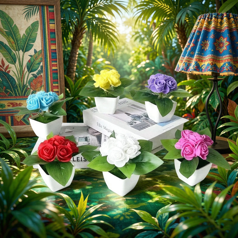 Bonsai Garden Shop - 4 шт. искусственных роз, имитация небольшого
